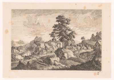 Paysage montagneux avec maisons - Monogrammist MEG