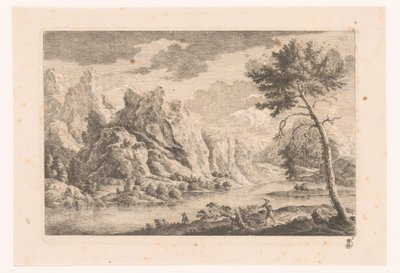 Paysage de montagne avec rivière - Monogrammist MEG