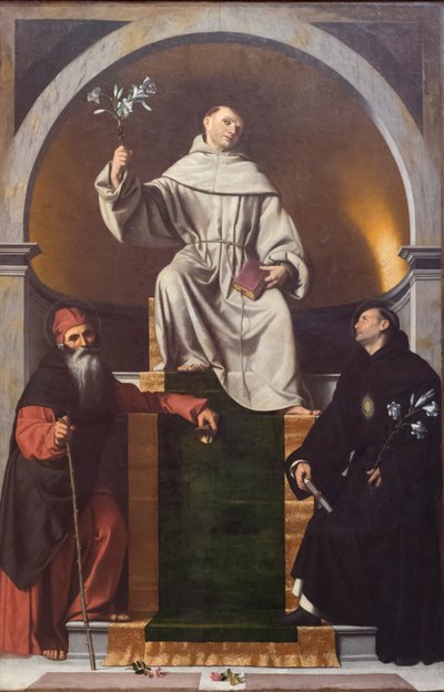 Saint Antoine de Padoue entre saint Antoine le Grand et Nicolas de Tolentino - Moretto da Brescia