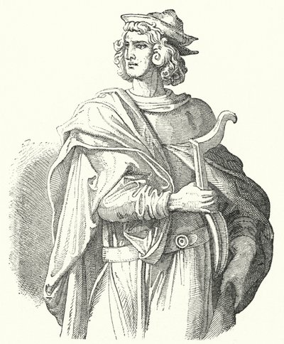 Walther von der Vogelweide, poète lyrique allemand du Moyen Haut Allemand (gravure) - Moritz Ludwig von Schwind