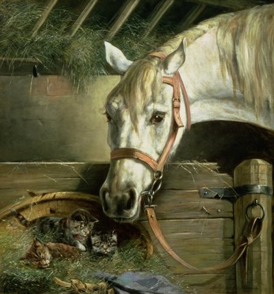 Cheval et chatons, 1890 - Moritz Muller