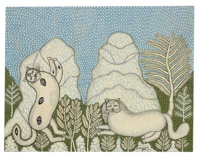 Chats dans la neige - Morris Hirshfield