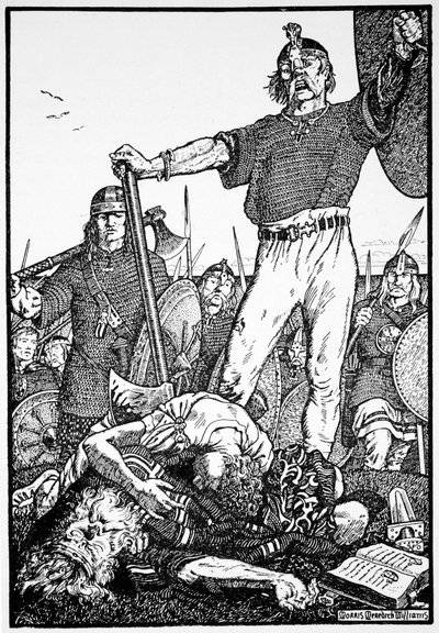 Mort de Brian Boru à la Bataille de Clontarf, Irlande, 1014, 1913 - Morris Meredith Williams