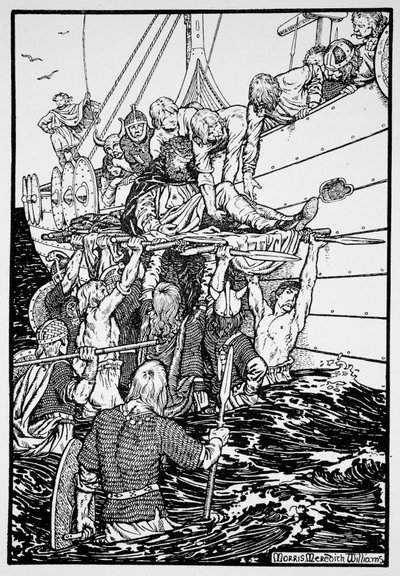 Le roi Haakon mourant porté à son navire, 961, 1913 - Morris Meredith Williams