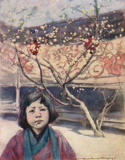 Une fille japonaise en couleur prune - Mortimer L Menpes