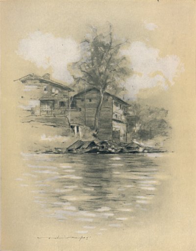 Habitation fluviale à Srinagar, 1903 - Mortimer L Menpes