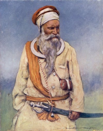 Un guerrier sikh (lithographie en couleur) - Mortimer Ludington Menpes