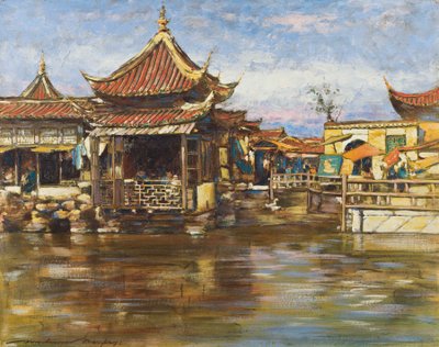 Une maison de thé, Shanghai, vers 1909 - Mortimer Ludington Menpes