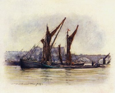 Barges de foin près du pont de Westminster - Mortimer Ludington Menpes