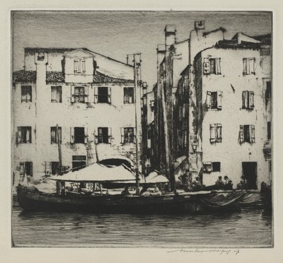 Bateaux sur un canal, île vénitienne - Mortimer Menpes