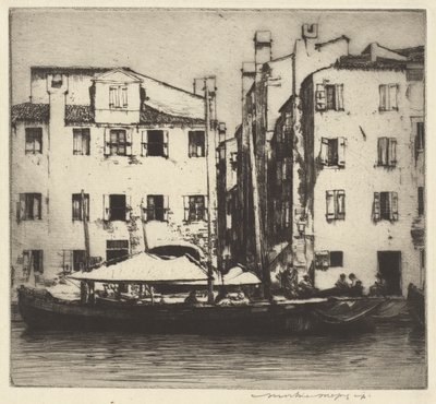 Bateaux sur un canal, île vénitienne - Mortimer Menpes