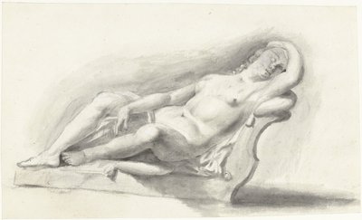 Statue de femme nue, allongée sur un coussin - Moses Ter Borch