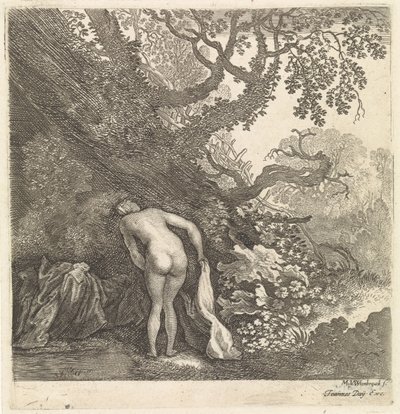 Femme se baignant, vue de dos - Moyses van Wtenbrouck