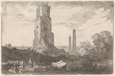Paysage avec deux obélisques et la 