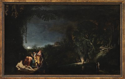 Paysage au Clair de Lune avec Motif Mythologique (?) - Moyses van Wtenbrouck