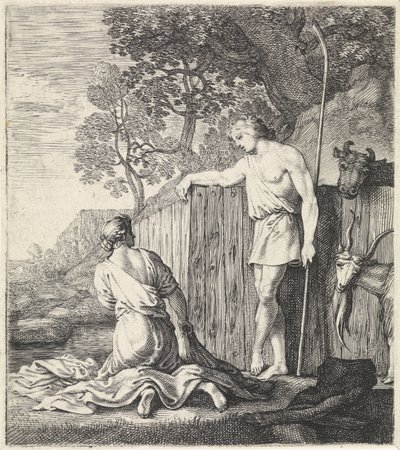Lavandière et berger près d