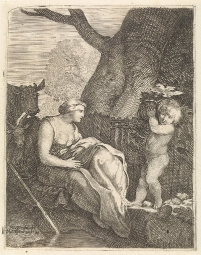 Femme assise et enfant - Moyses van Wtenbrouck