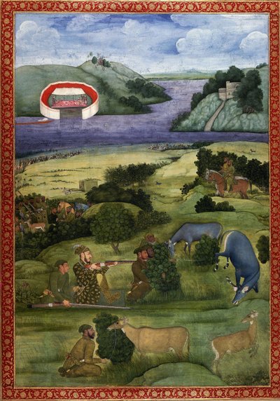 Un prince et ses compagnons chassant le blackbuck, vers 1670-80 - Mughal School