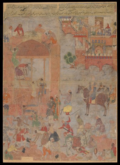 Anushirvan pose les fondations de Ctésiphon à une heure propice - Mughal School
