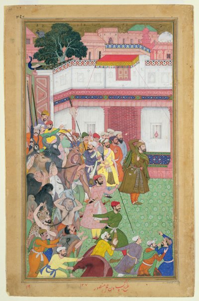 Fatepur Sikiri, 1573 : Hasain Quli Khan-l Jahan présentant ses prisonniers à l