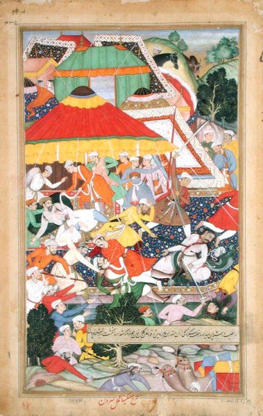 La blessure de Kilan Khan par un Rajiput lors de sa marche vers le Gujarat en 1573, tirée de l