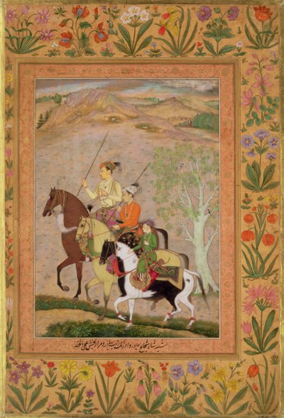 Trois princes partant à la chasse, vers 1635 - Mughal School