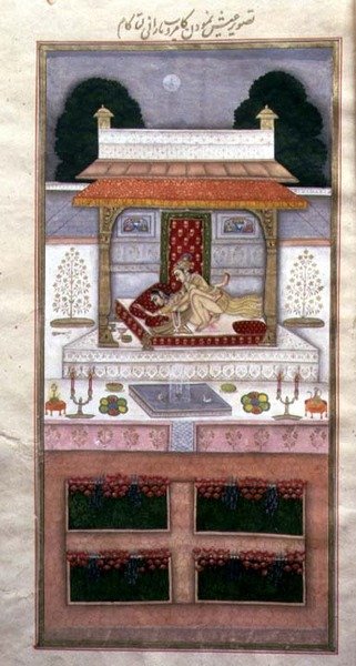 Kamrup et Kamalta lors de leur nuit de noces, du Dastur-i Himmat (vers 1755) - Muhammad Murad