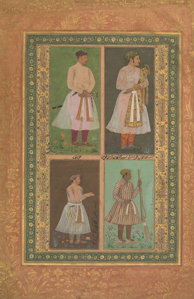 Quatre portraits : en haut à gauche un Raja peut-être Raja Sarang Rao, par Balchand - Murad