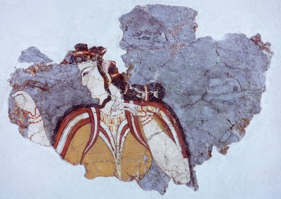 Dame de cour, fresque du palais de Mycènes (Grèce), civilisation mycénienne - Mycenaean
