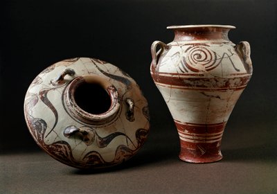 Art mycénien : vases en céramique. 1400 av. J.-C. Musée de l