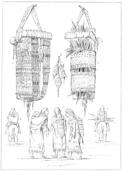 Un berceau Sioux et modes de portage de leurs enfants, 1841 - Myers and Co