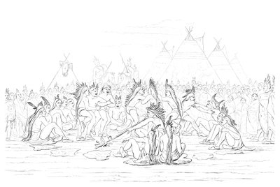 Danse de la pipe amérindienne, 1841 - Myers and Co