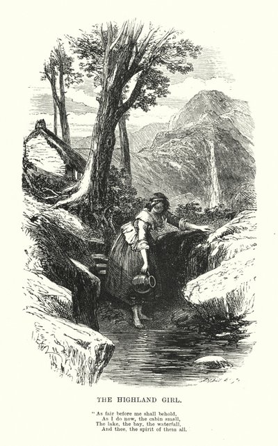 William Wordsworth : La Fille des Highlands (gravure) - Myles Birket (after) Foster