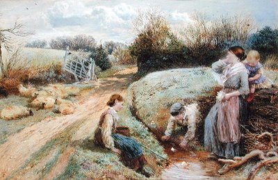 Bateaux jouets naviguant dans le ruisseau - Myles Birket Foster