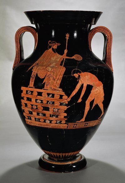 Amphore à figures rouges attiques représentant Crésus sur son bûcher, de Vulci, vers 500-490 av. J.-C. - Myson