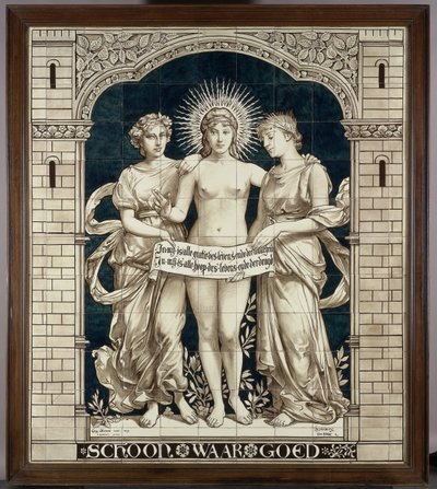 Tableau de carreaux avec les personnifications du Beau, du Vrai et du Bon - N.V. Haagsche Plateelfabriek Rozenburg