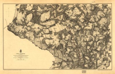 21,120. Cartes de la guerre civile LC (2e éd.), 531.3 Dans cette édition, la carte est imprimée sur un fond jaune avec la rivière Chickahominy colorée en vert. Montre les routes, le chemin de fer central de Virginie, les maisons, les clôtures, les noms des - N. Michler