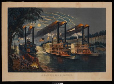 Une course pour les bois de cerf sur le Mississippi - N. and Ives J.M. (1824 95) Currier