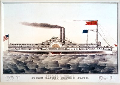 Le bateau à vapeur Empire State, reliant Buffalo et Chicago ... (épreuve coloriée) - N. and Ives J.M. (1824-95) Currier