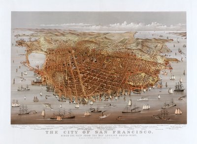 La ville de San Francisco par Currier & Ives, c.1878 (lithographie en couleur) - Currier and Ives