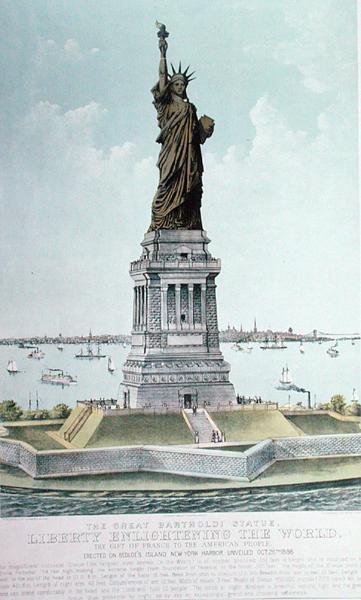 La Grande Statue de Bartholdi, La Liberté Éclairant le Monde - Currier and Ives
