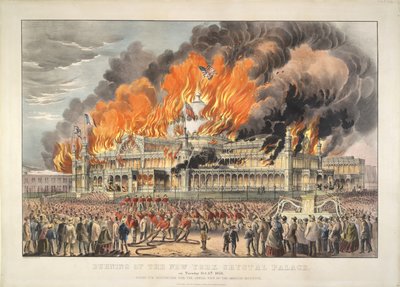 Incendie du Crystal Palace de New York le mardi 5 octobre 1858 - Currier and Ives