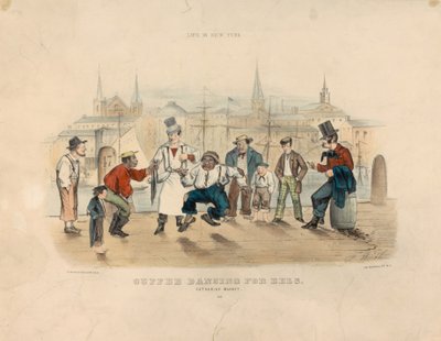 Cuffee dansant pour des anguilles – Marché Catharine (La vie à New York) - Currier and Ives