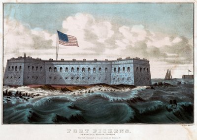 Fort Pickens : Port de Pensacola, Floride, c.1860 (lithographie en couleur) - Currier and Ives