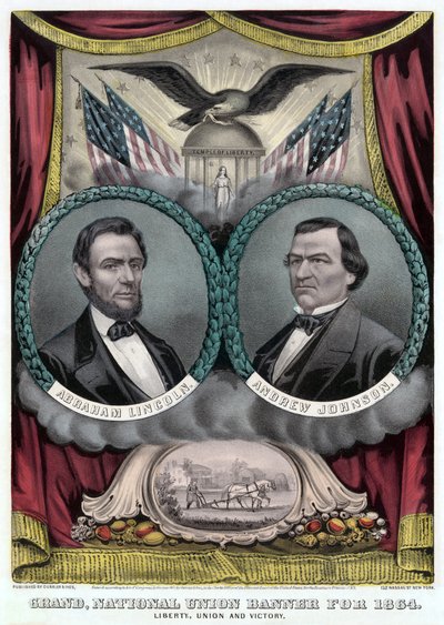 Grand Bannière Nationale pour 1864 (lithographie en couleur) - Currier and Ives