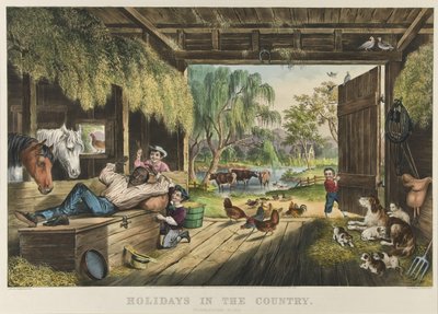 Vacances à la campagne, mouches gênantes - Currier and Ives