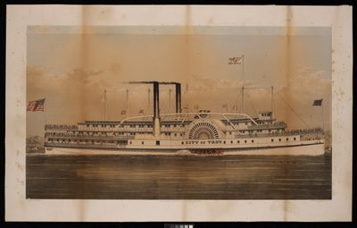 Bateau à vapeur à aubes City of Troy Citizens Line Troy et Saratoga - N. and Ives J.M. (1824 95) Currier