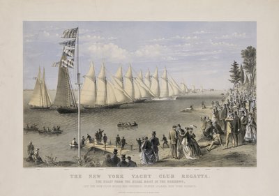 La régate du club de yacht de New York, vers 1869 - Currier and Ives