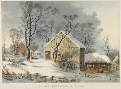 La vieille maison en hiver - Currier and Ives