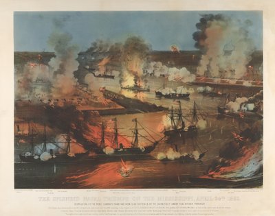 Le splendide triomphe naval sur le Mississippi, 24 avril - Currier and Ives